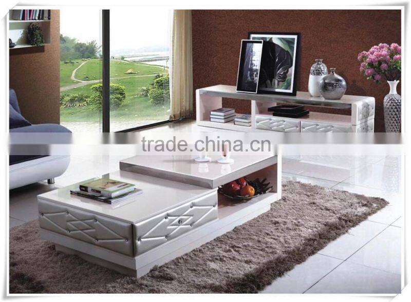 modern design wooden tea table with glass top