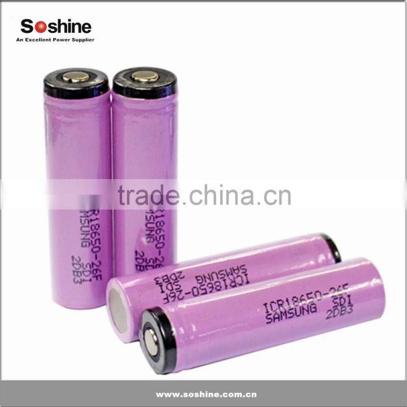 Samsung 18650 3.7V rechargeable battery 2600mAh with protected 3.7V ICR18650-26F samsung sdi 18650 battery