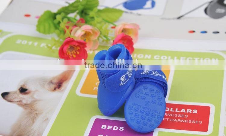 2016 Fashion siliconeNonslip Sole Hook Loop Dog Rainshoes /Pets Doggie shoes/Pet Rain Boot Sole