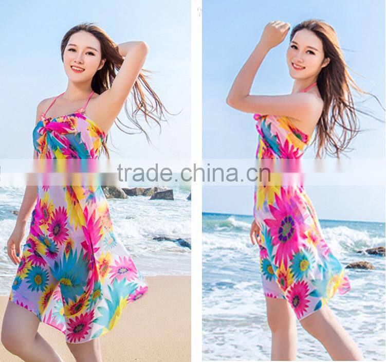 Fashion scarf 2015 hot selling sunflower bikini wrap beach dress
