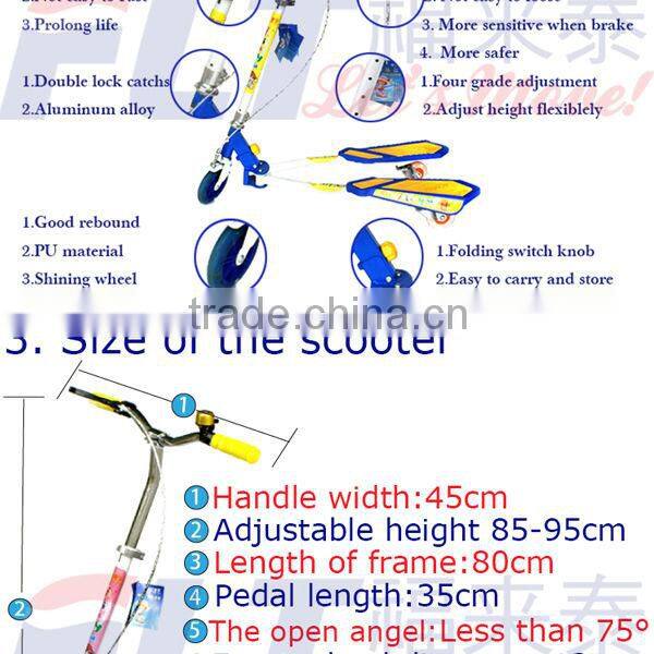 Mini 125mm cheap cost FLT-10101 frog kick scooter with flashing PU wheels