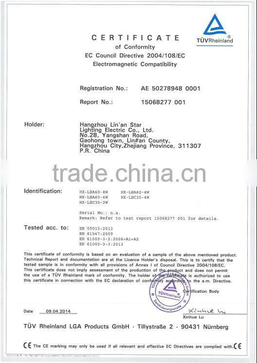 Full glass 400lm E14 4W led candle flame