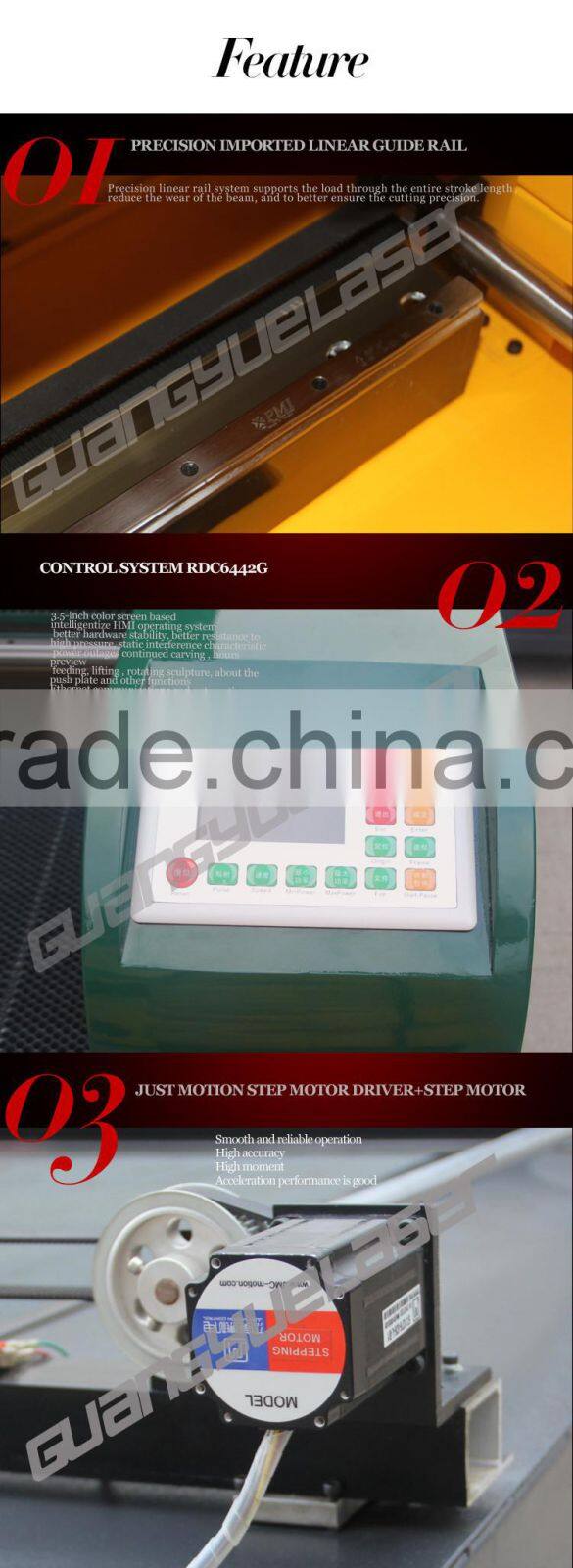 2015 top selling high specification of GY6090 600x900mm 60W80W100W CO2 paper laser cutting machine spare parts