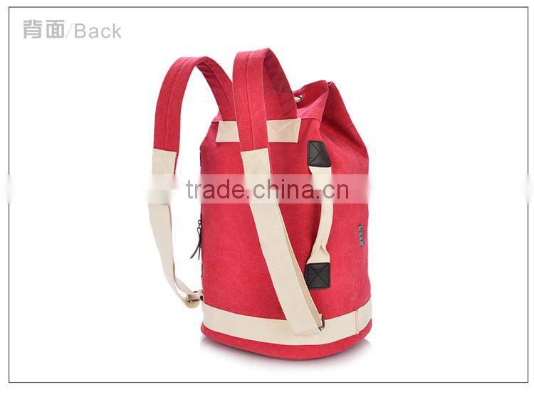 2014 multiple color red round canvas economy drawstring rucksack, cheap drawstring rucksack backpack in Guangzhou