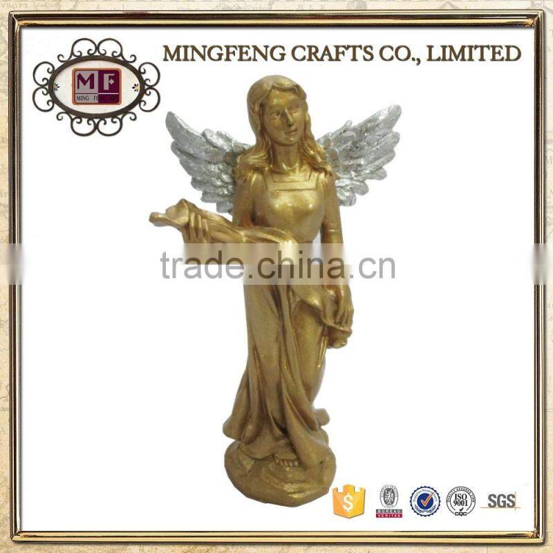 Set of 4 glod resin angel play musical instruments