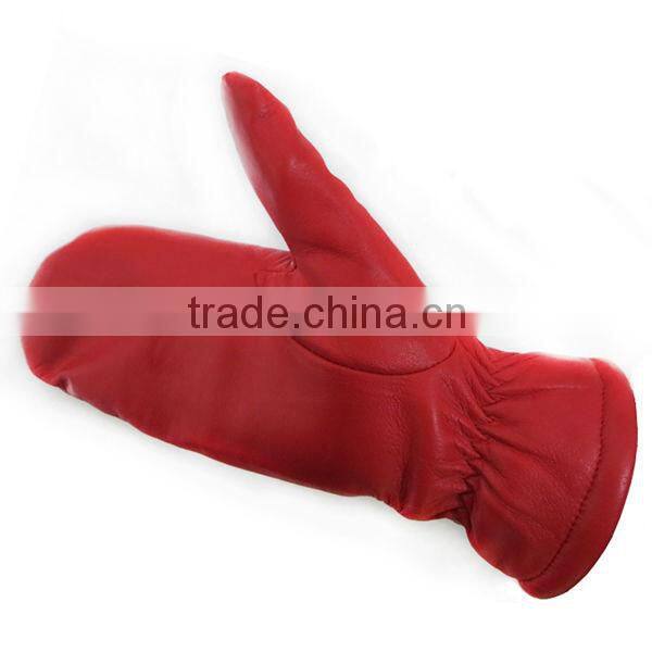 Ladies classicial style xxl leather gloves with Mittens Design