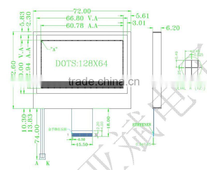 3.3V graphic type cog lcd display 128x64