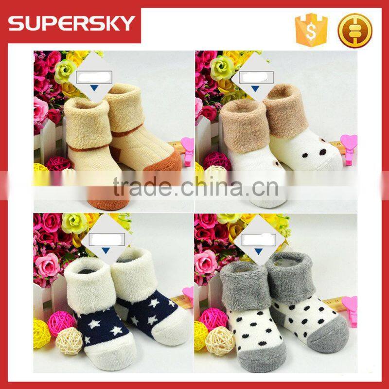 V-265 Colorful unisex-baby newborn soft pretty baby cartoon boot socks with pile loop