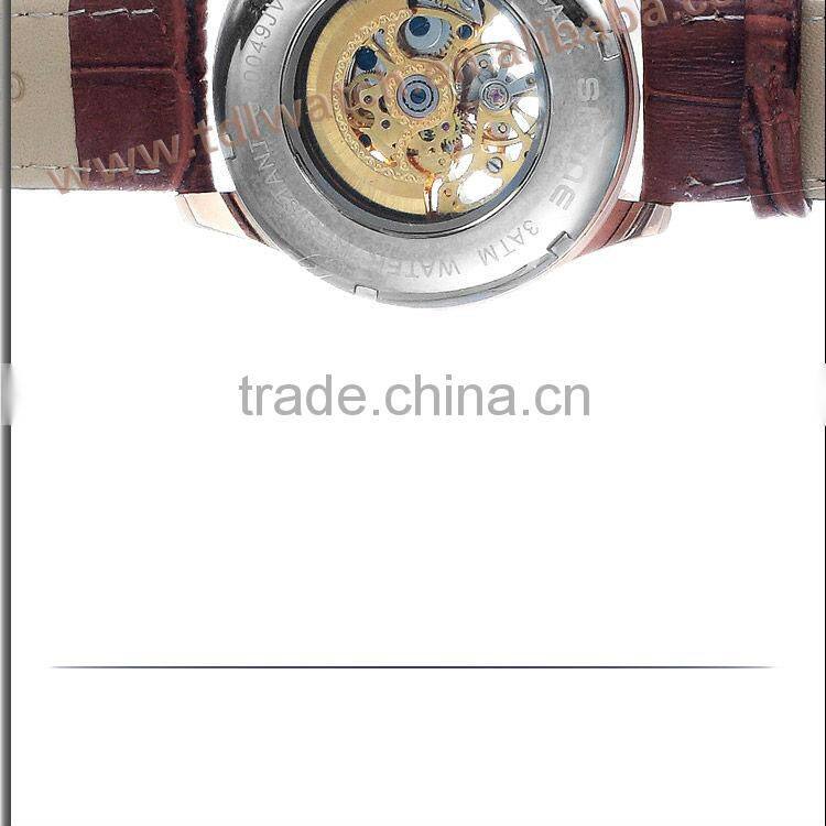 Genuine Leather Nice Peacock Dial Fashion Wrist Watch