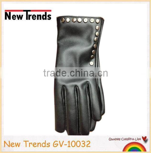 Sky blue color leather girls glove