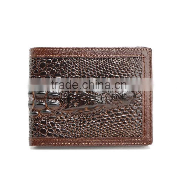 Male Business Genuine Leather Coin Purse 3D Crocodile Wallet for Men