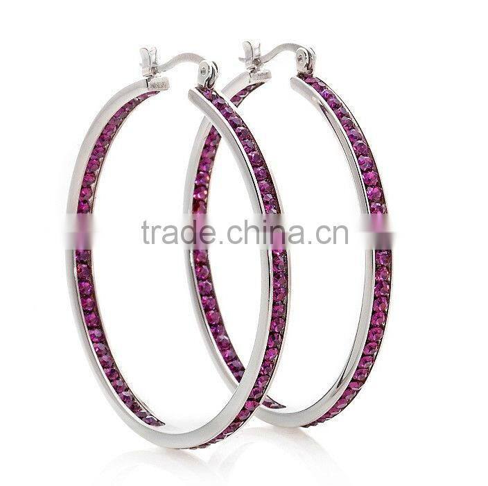 Colored Crystal Inside-Outside Hoop Earrings Manufacturer & Factory & Supplier