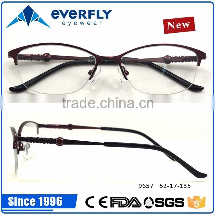 Fashionable fancy lady style metal optical frames manufacturer in wenzhou China 2016