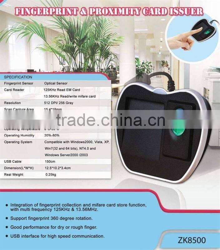 Fingerprint and card reader fingerprint scanner zk8000/zk8500 fingerprint reader with card reader