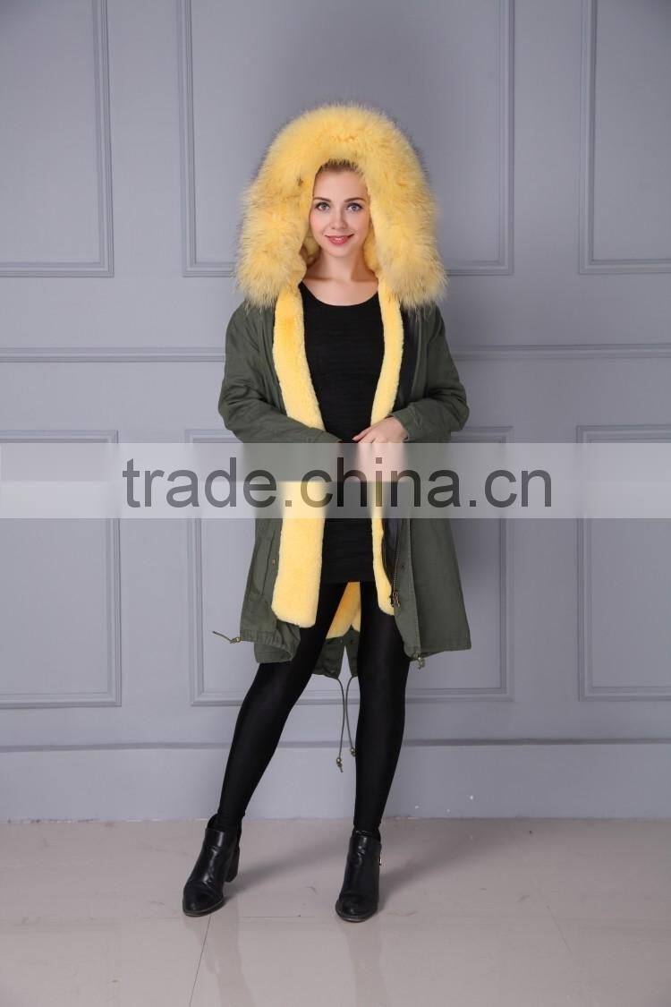 Fur Lining Women Winter Jacket Parka Raccoon Fur Parka For Ladies