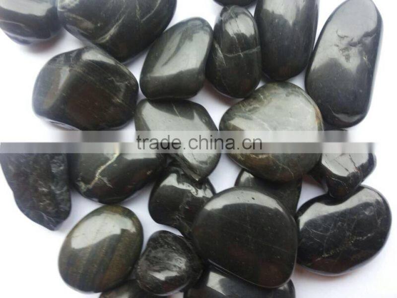 polished black natural peppble stone