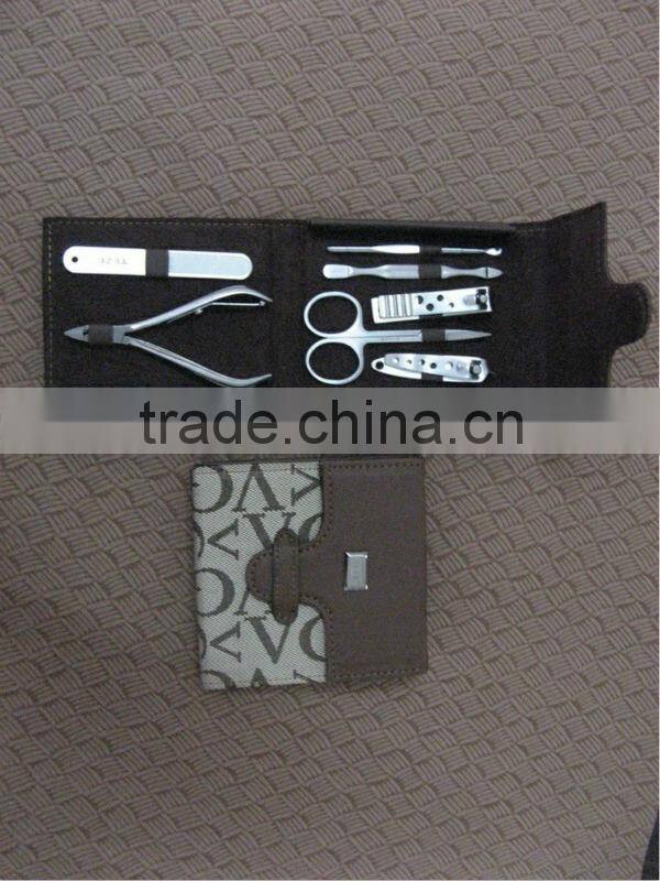 MRT-065 Fashional PU bag stainless steel 9pcs manicure set