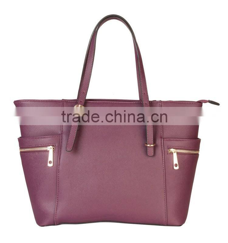 Faux Leather Large Branded Handbag Tote Bag with Zipped Charm