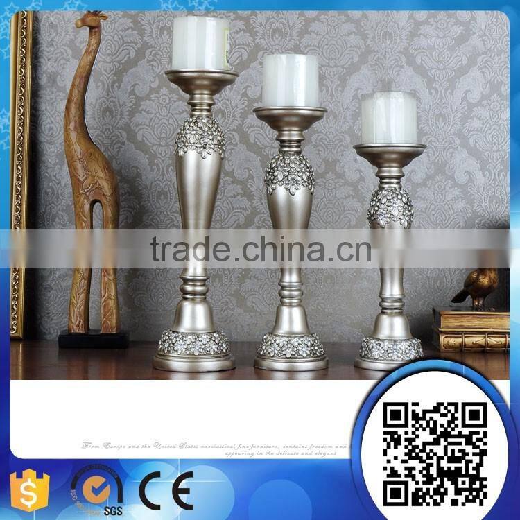 Wholesale antique diamond resin candle holder,diamond candlesticks home decoration
