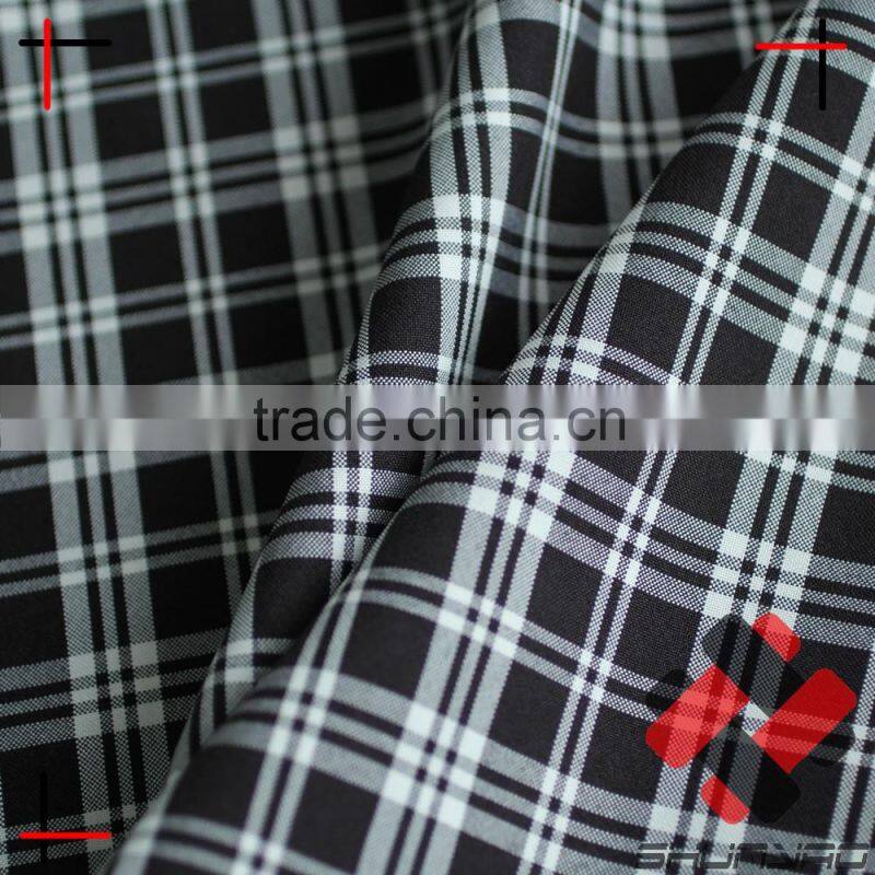 polyester mechanical stretch yarn dyed plaid fabric