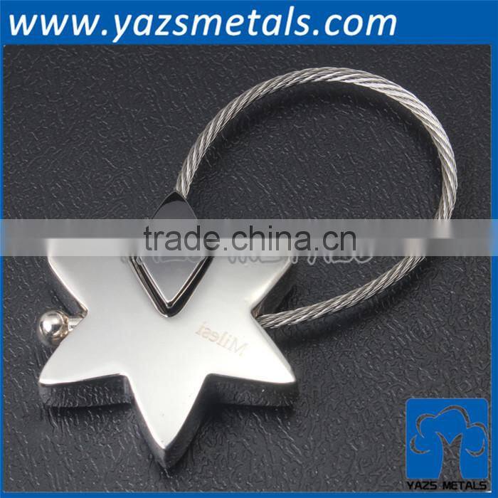 star shape blank metal keychain with U shaped hook