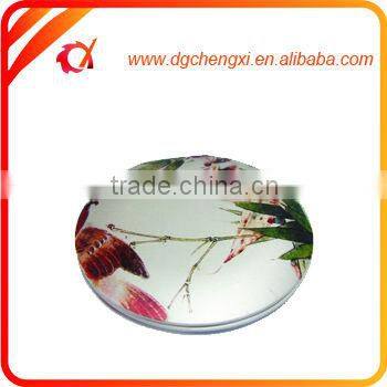 Purple Round Mini Leather Maked Up Pocket Mirror