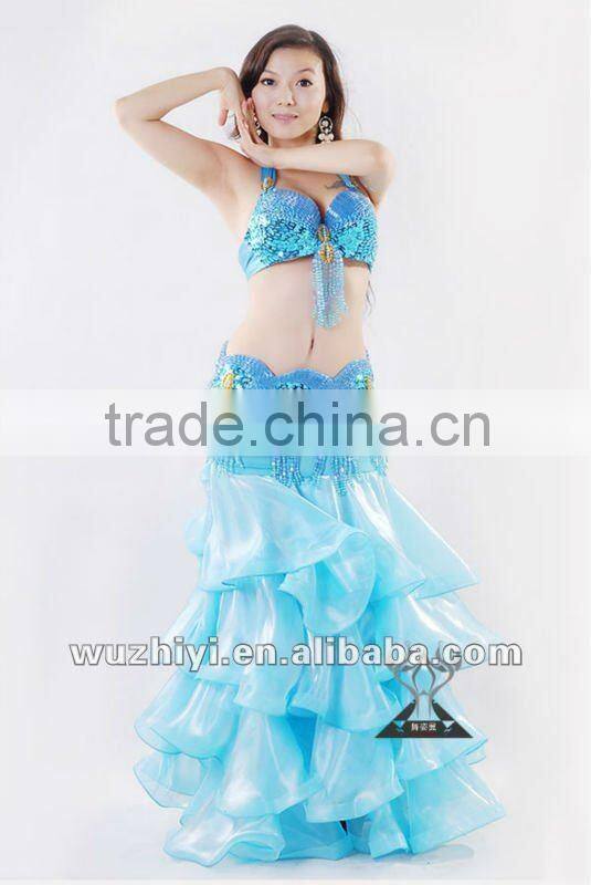 Sexy belly dance layered long skirt in performance/practice wear (QC1357)