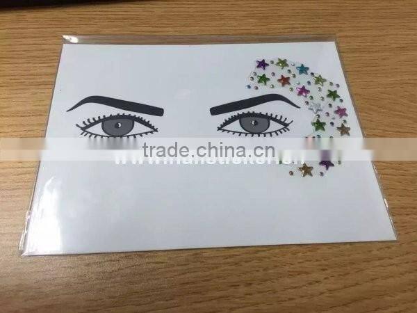 Custom sparkling temporary crystal makeup jewels self-adhesive face jewels on sticker manufacturer