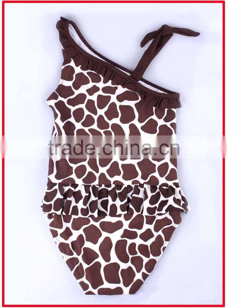 2014 kids girls swimwear/one piece leopard print children swimsuit with ruffle/sexy kids bikini girls bikini