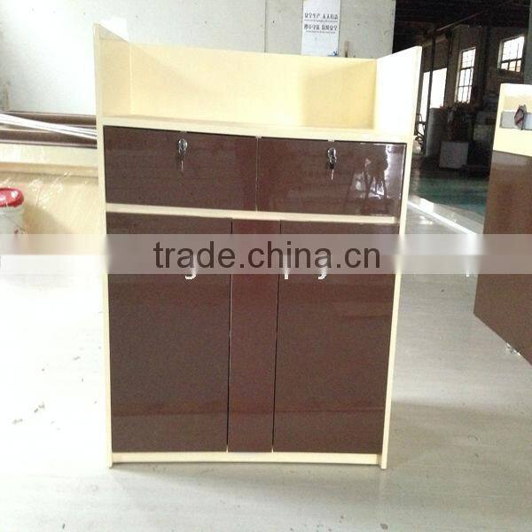 wooden high glossing painting cashier table with lockable drawers