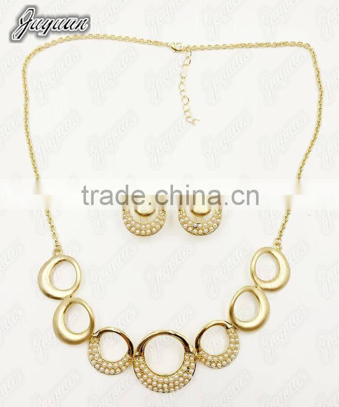 Juyuan Fashion 18K Gold Plated Pendant&Earring Pearl Set