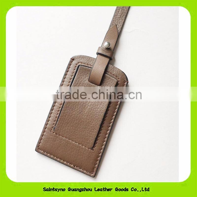Card Holder Style Plain Genuine Leather Luggage Bag Tags 16036