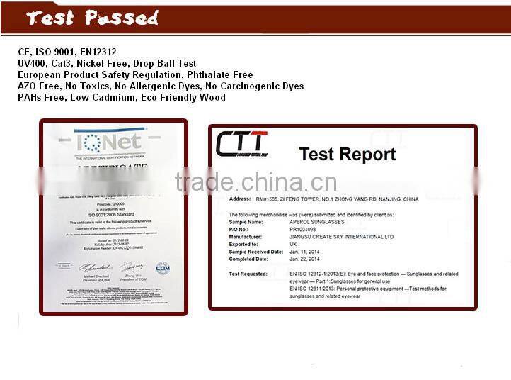 Hoting Selling Wooden Sunglasses with Wooden Layered Frame and Polarized Coating Lenses