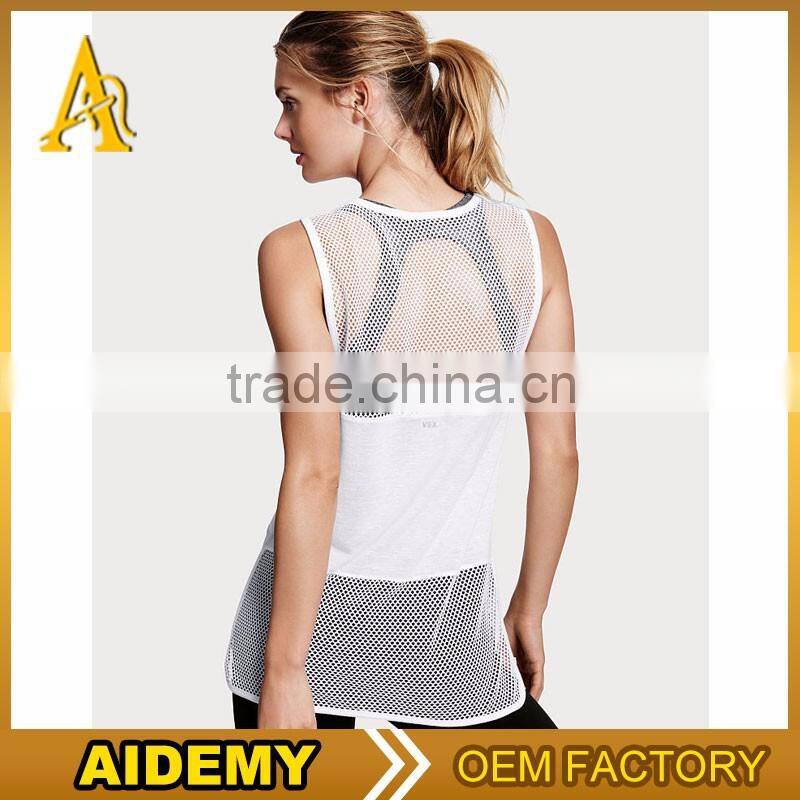 Wholesale fitness activewear women's mesh tank top sexy t shirt