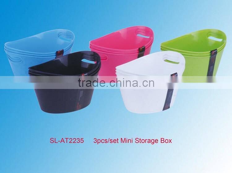 High Quantity Mini Oval Storage Bin PK 3 In Colors