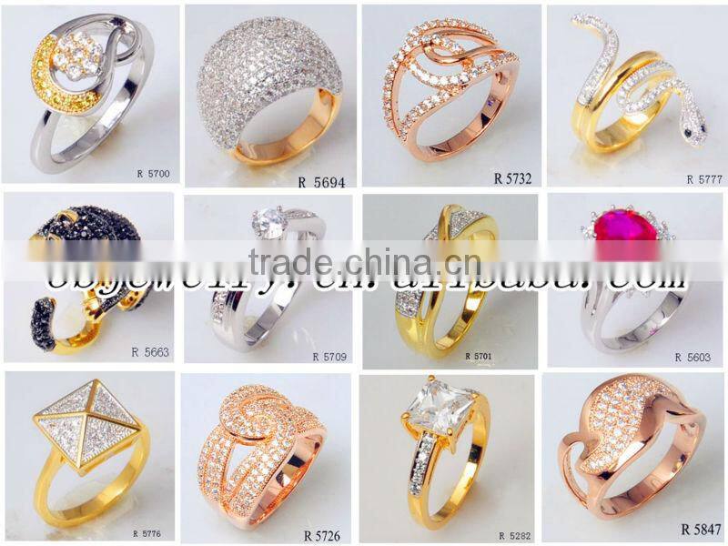 fashion jewelry diamond CZ rings with gold plating