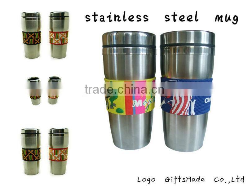 stainless steel coffee mug with 3D soft pvc