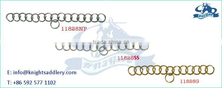 Stainless steel hook link chains for horse bits