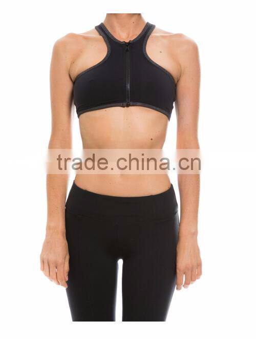 Custom Yoga Wear Fitness Zipped Racerback Sports Bra
