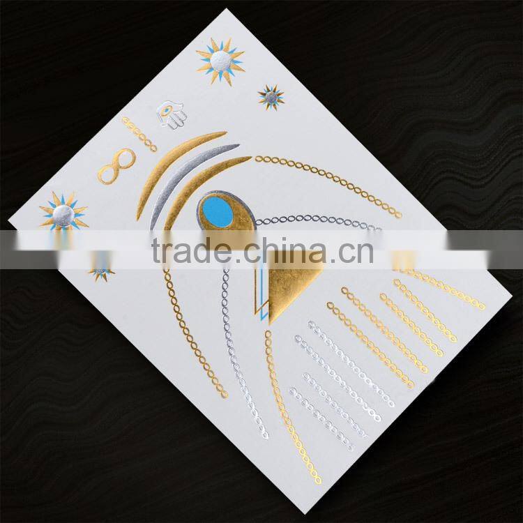Fashionable Mixed Gold & Sliver Temporary Metallic Tattoo Sticker