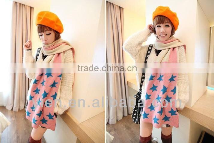 Flag Knitted Scarf , Autumn And Winter Flag Princess Scarf