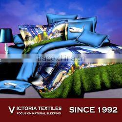 famous tower pattern reactive printed bed in bag bedding bed set