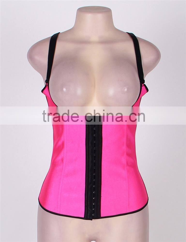 High quality ready stock 4 colors full size 4 steel boned latex corset waist trainer vest