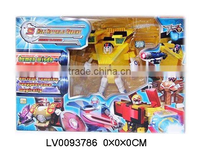 Interesting Cone transform toys robot with light and sound