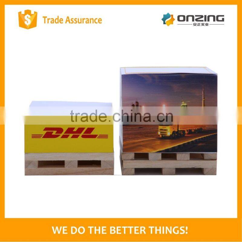 On desk wooden pallet white paper memo cube with customized logo
