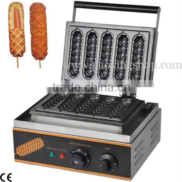 Commercial Use Non-stick 110v 220v Electric 5pcs French Hot Dog on A Stick Lolly Waffle Maker
