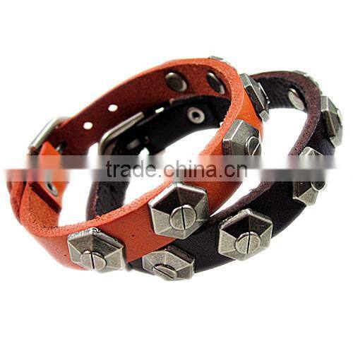 Unisex Real Leather wristband Bracelet Colorful