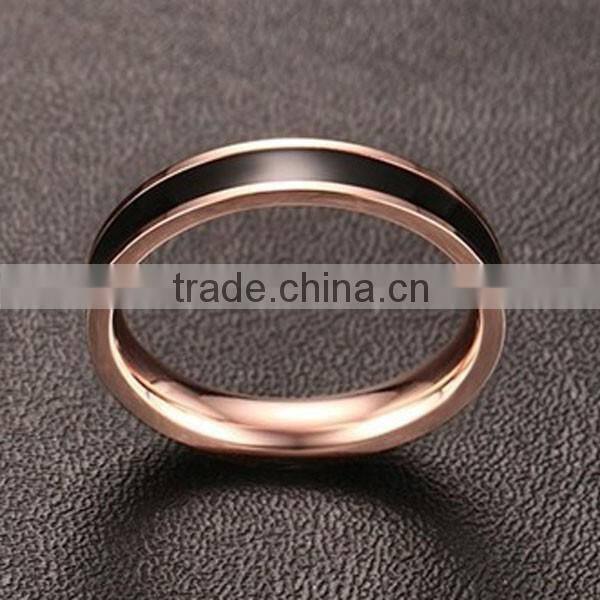 2016 Wholesale Korean White/Black Epoxy Rose Gold Plated Stainless Steel Ring