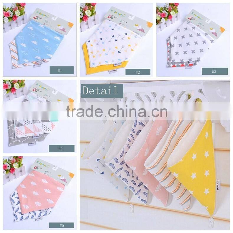 Top quality two layers 100% absorbent cotton baby bib bandana