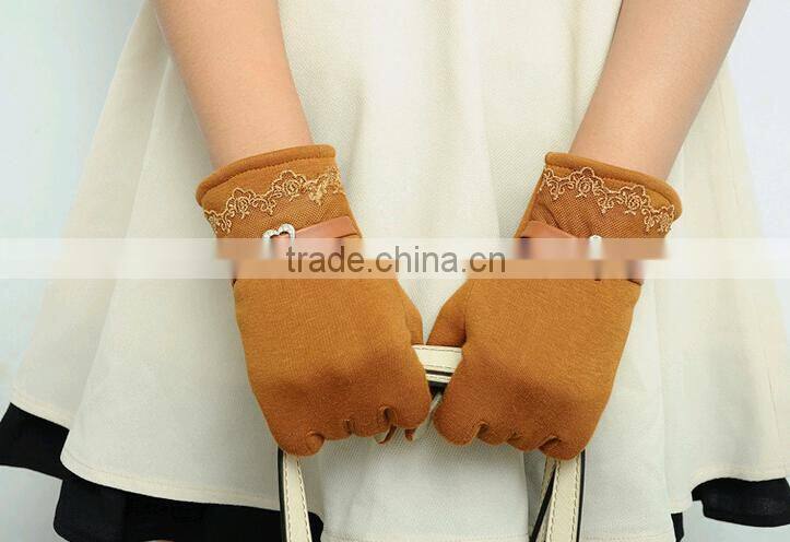 2016 5 Colors New Women Ladies Winter Warm Vintage Touch Screen Lace Gloves for women